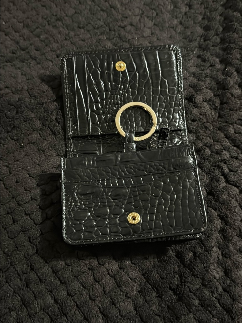 Brahmin Black with Burgundy Croc-Trim Wristlet - Picture 8 of 16